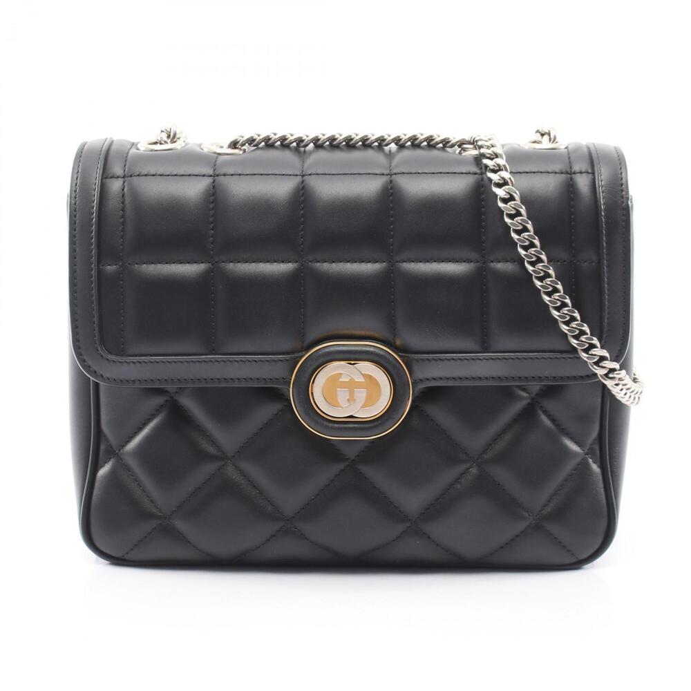 Gucci GUCCI Decorated Shoulder Bag Handbag Leather Women's Black 740834 - Picture 1 of 11